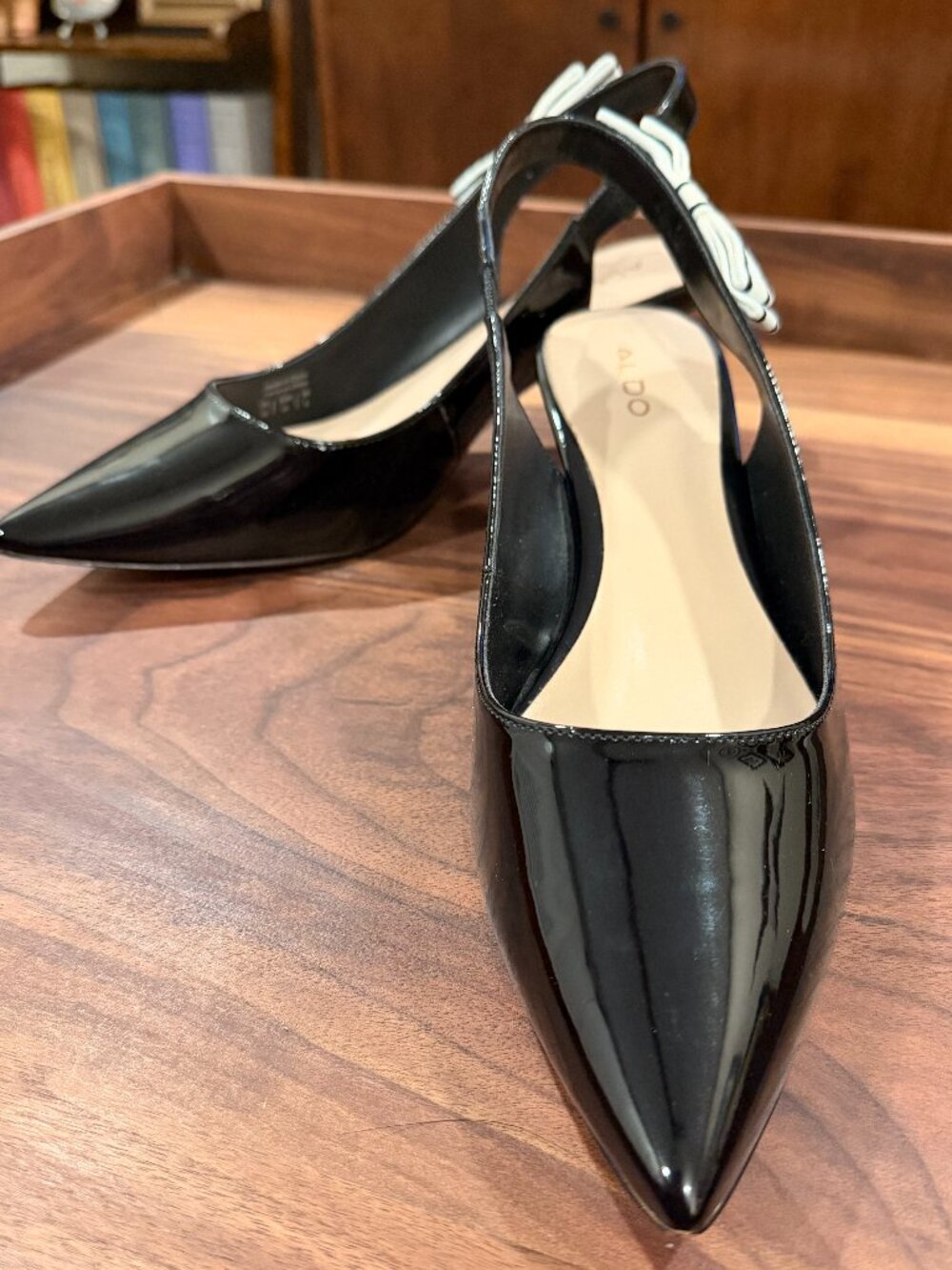 Aldo Black Patent Leather Slingbacks, Size 10